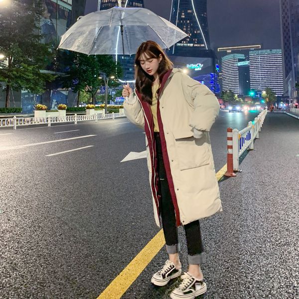 

parka winter jacket women long coat woman korean oversized parkas hooded womens jackets manteau femme 0217 yy1522, Black