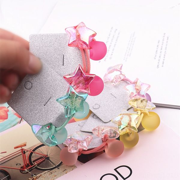 

3ja62 gg mm bubble five-pointed star head girls' rubber korean style rubber rope band rope headdress cartoon braid hair band children&#, Slivery;white