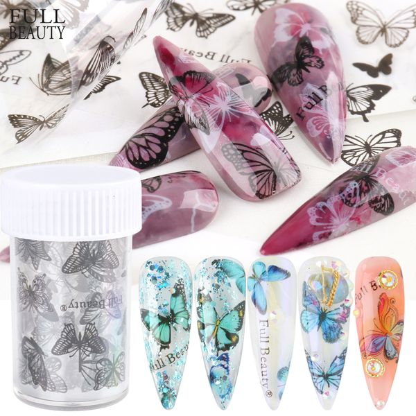 

1 бутылка 4 * 100см бабочка 3d nail фольги лето передачи ползунки бумага черная белые ногти обертывание наклейка полное покрытие табличка ch, Black