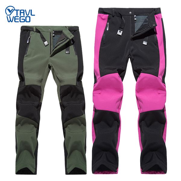 

outdoor pants trvlwego skiing men women windproof thermal waterproof fishing snowboarding winter camping hiking softshell, Black;green