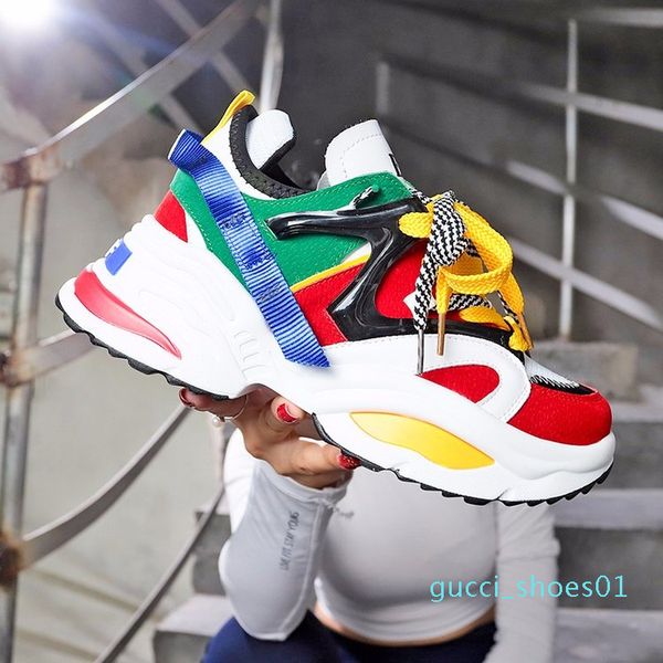 

2018 new spring autumn fashion shoes women mesh breathable creepers platform shoes woman sneakers flat casual g01, Black