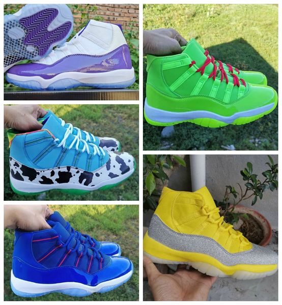 

с коробкой моды jumpman 11 11s коровы мороженое мужчины баскетбол обувь зеленый синий кроссовки открытый корзины мужские спортивные кроссовк