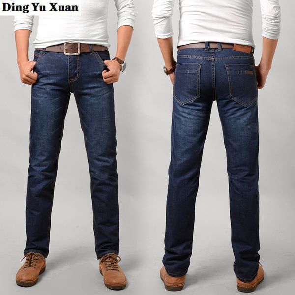 

man black blue jeans pencil pants streetwear slim fit casual mens fashion straight long denim trousers hip hop for young