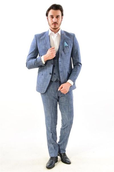 

male cool vest blue suit 01, White;black