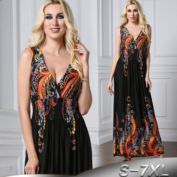 

plus size 5xl 6xl 7xl robe femme ete 2019 boho backless summer beach sleeveless long bodycon maxi dress women vestidos longo