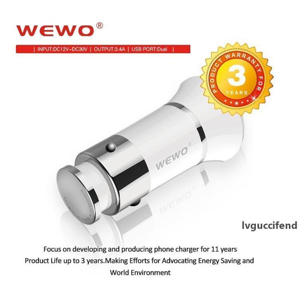 

wewo wholesale car chargers good quality 3.4a output usb car charger for android cell phones mobile phones ios huawei