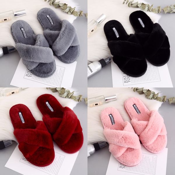 

new female summer high-heeled slippers rhinestone slides lady non-slip flip-flops outdoor sandals wedge shoes wome furry slides c13#547, Black