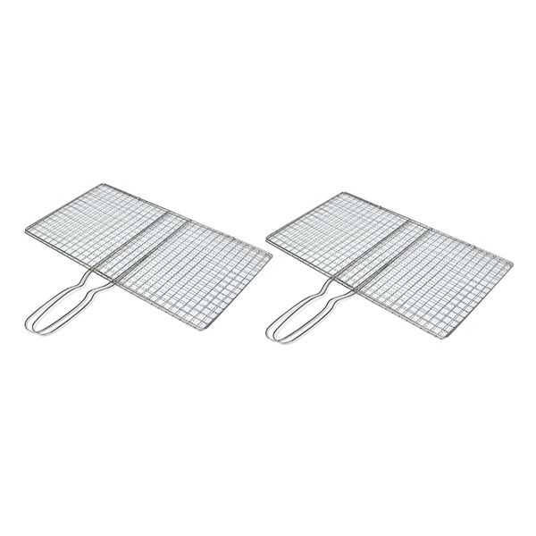 

2pcs portable barbecue net fish grilling basket vegetables grilling net