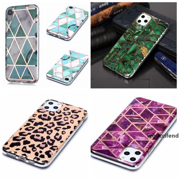 

marble leopard case for iphone 11 pro xs max xr x 8 7 6 se 5 laser geometric luxury hybrid soft tpu imd plating rock chromed metallic cover