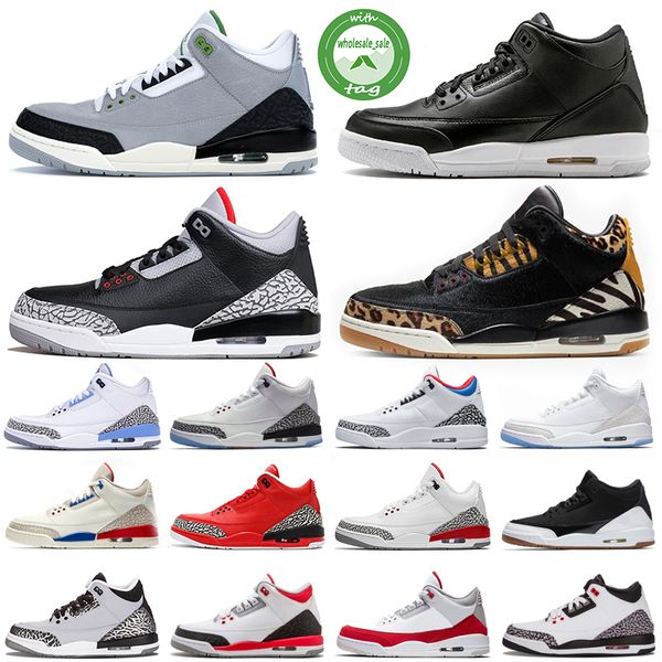 

3 3s mens basketball shoes laser orange denim fire red international flight jumpman animal instinct black cement sport blue sneakers