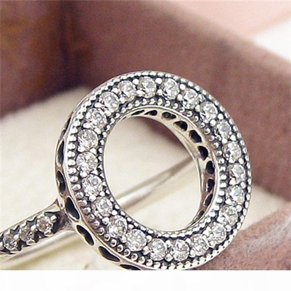 

100% s925 sterling silver европейский pandora style jewelry сердца halo с clear cz кольца шарма кольца