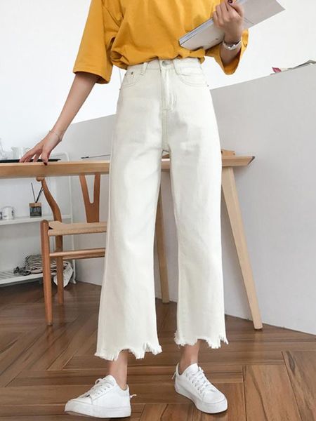 

wavsiyier korean style solid streetwear denim trousers vintage 2020 autumn jeans woman denim pants women winter high waist lady, Blue