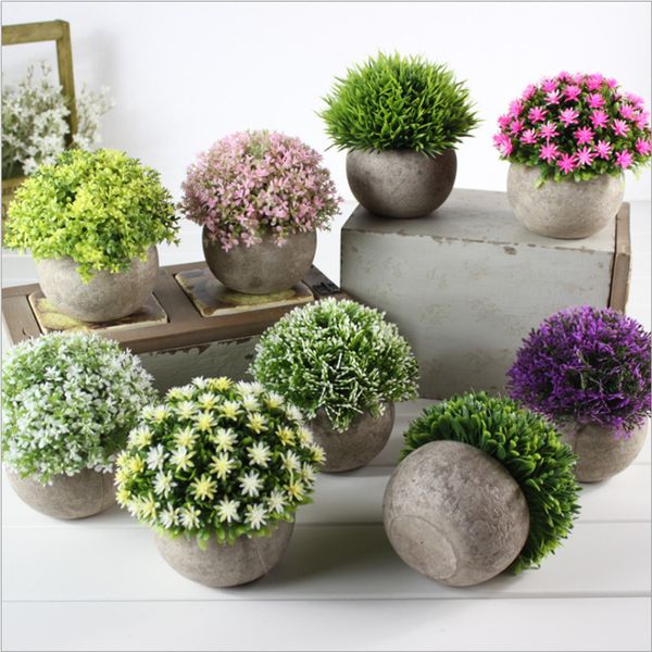 

vintage artificial plants bonsai plastic flower grass ornaments fake flower potted garden home decor craft plant decorative gift