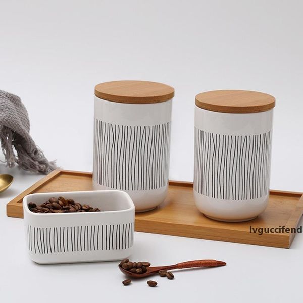 

1pc ceramic food bottle jar containers with airtight seal lid for sugar coffee tea tb sale t200507