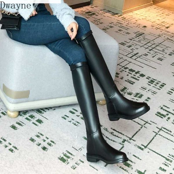 

cavalier female boots 2020 autumn new slim leather boots thick with knee high heel, Black