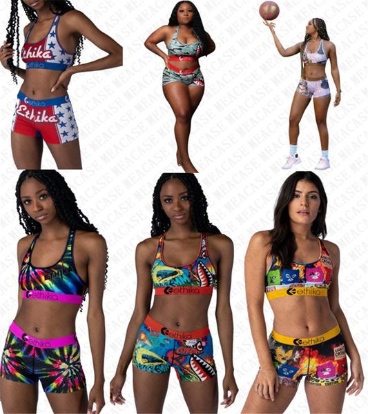 

brand women designer swimsuit shark 2 piece bikini set push up vest tank bras + swim shorts beachwear trunk tankinis bath sports suit d72705, White
