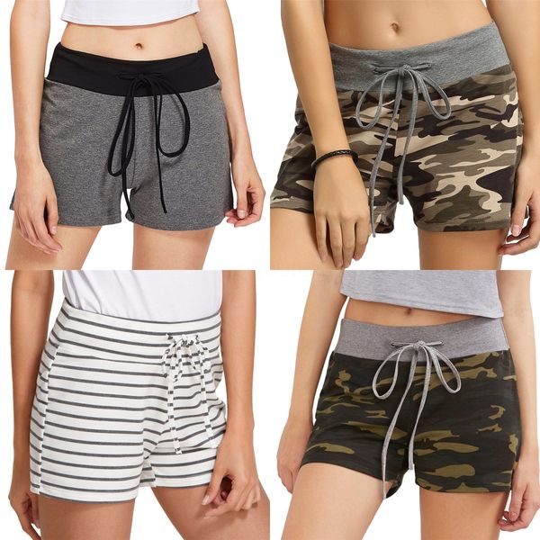 

2020 summer women's shorts slim fashion high waist belt beach shorts 4 colors 3xl size#6041, White;black