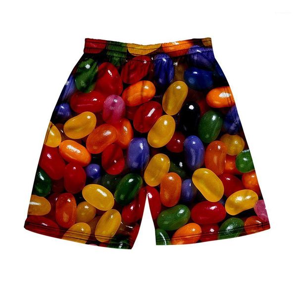 

beach pants fitness training sports mens shorts contrast color loose active teenager apparel summer 3d candy, White;black