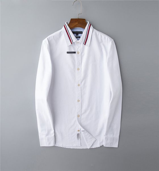 

men's pony quality embroidery shirt shirt long sleeve solid color slim casual business clothing long sleeve shirt, White;black