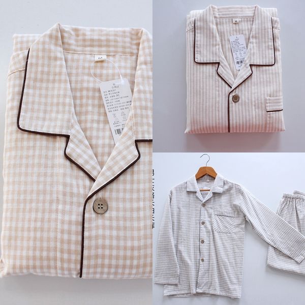 

весна-лето новых женщин с длинными рукавами брюки сетки костюм хлопка марлевые пару брюк пижамы пижамы пижамы, Blue;red