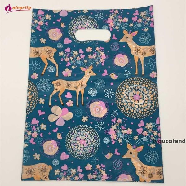 

integrity 20*25cm 50pcs wedding boutique party gift shopping plastic handle bag thank you gift jewelry plastic package carry bag