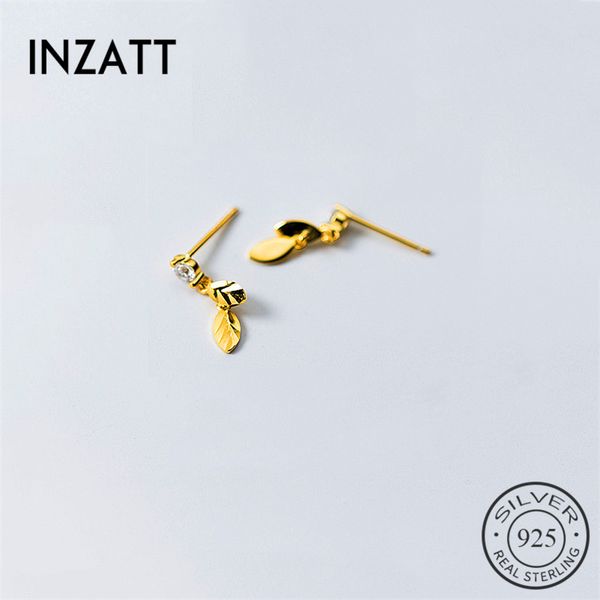 

inza sweet fresh leaf zircon drop earrings 2020 fashion 925 sterling silver gold color pendientes mujer moda romantic gift