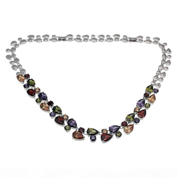 

hermosa chain 16 inch necklace 925 sterling silver gemstone morganite red garnet peridot amethyst women jewelry