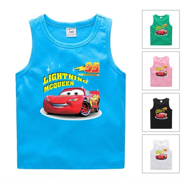 

children's vest cotton casual base sweat absorbent mcqueen car vest shirt shirt children's sleeveless undershirt, Blue