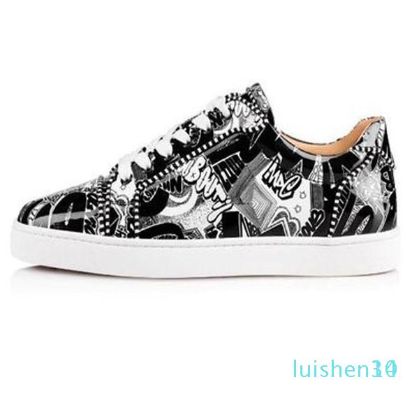 

designer shoes low cut flat spikes leather suede red bottoms for men designer sneakers red bottom fashion luxury designer women a30l30 l14, Black