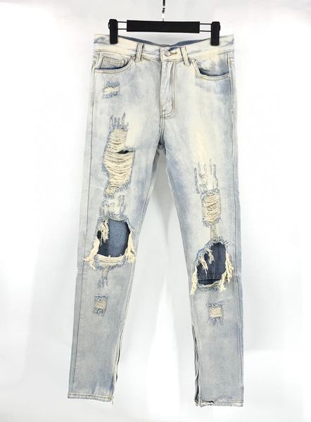 

a600770 2020 summer thin tide light jeans men's loose feet multi-standard embroidery wild pants, Blue