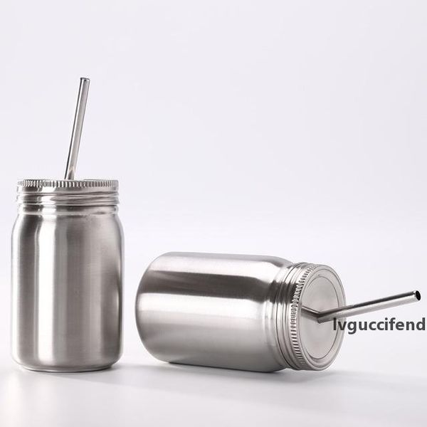 

stainless steel mason jar meson cup juice glass water tumbler with lid 410ml and 650ml water bottle ale mug a06