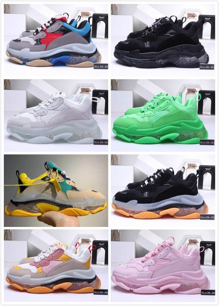 

2019 new fashion paris triple-s shoes crystal sole sneakers triple s mens casual women casual sports trainers zapatos, Black