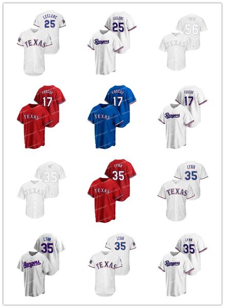 

men women youth texas rangers 25 jose leclerc 17 justin foscue 35 lance lynn 40 davidson player custom jerseys baseball jersey, Blue;black