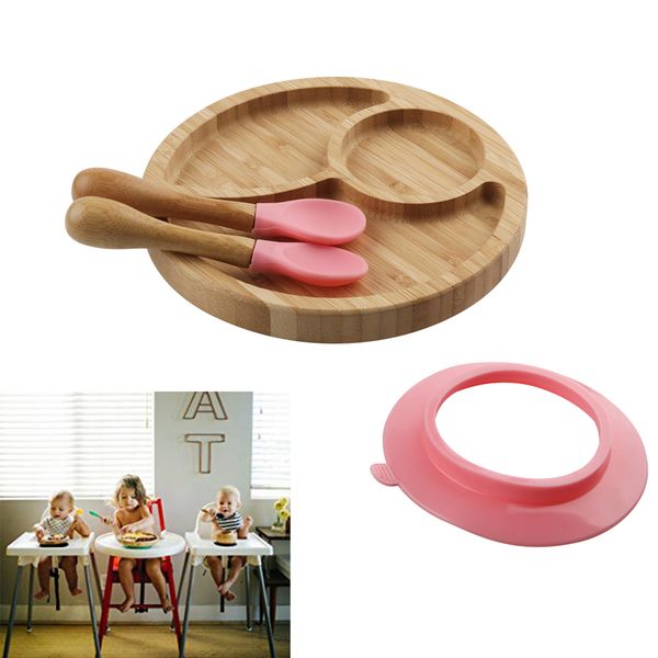 

baby toddler feeding suction plate soft tip spoon babies set divided bamboo stay put plates bpa baby shower gift