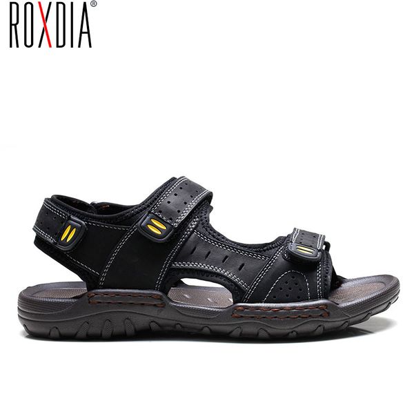 

roxdia autumn new sandals men's leather sandals men's casual beach antiskid wear-resistant 39-44 rxm582, Black