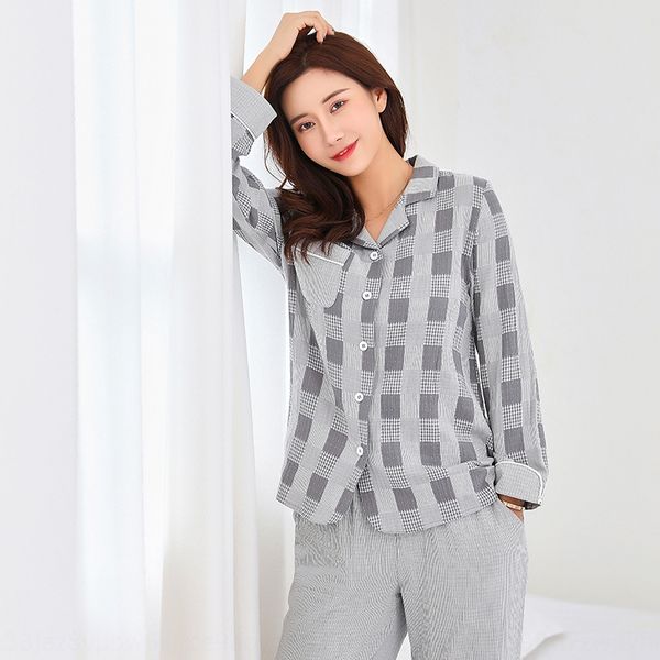 

zict2 2020 cotton plaid double-layer gauze for men and women clothes home furnishing clothing long-sleeved home clothes for couples spring a, Black;brown