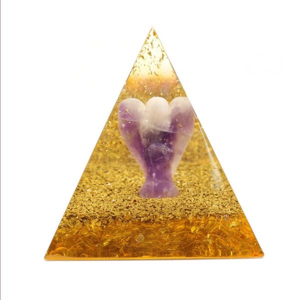 

5 pcs orgonite energy amethyst stone and resin pyramid pendant lovely angel rose quartz unique jewelr, Silver