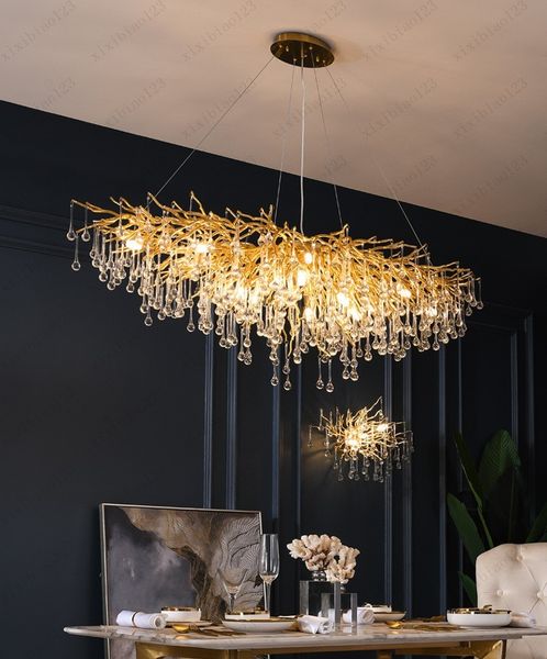 

nordic luxury gold crystal led chandelier loft large lustre hanging lamp living room l hall art indoor chandelier lighting ing