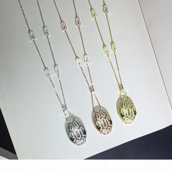 

r luxury jewelry for women snake head pendant necklaces full diamond gold plated necklace wedding jewelry chains, Silver