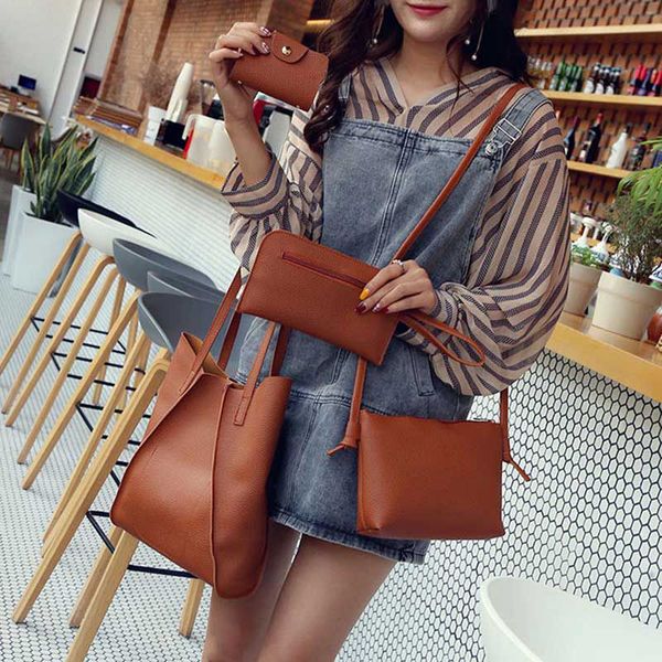 

женщины сумки lady плеча сумки tote кошелек коммуникатор satchel кожа (brown