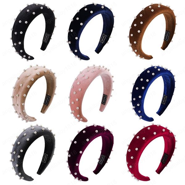New fashion Sponge Thick Velvet Headbands for Women Hair Accessories Band Autumn Wide Simulation Pearls Headwear Hairbands