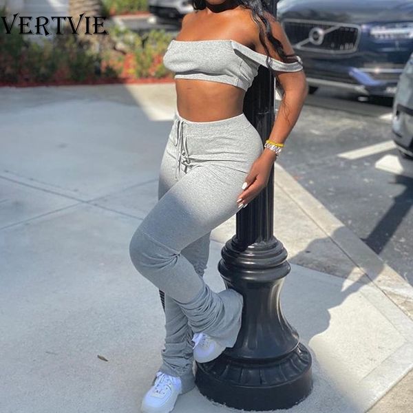 

vertvie плечо sexy-футляр matching наборы женщин без рукавов партии клуба двухкусочной эпикировки bodycon top штабели брюки йога set, White;red