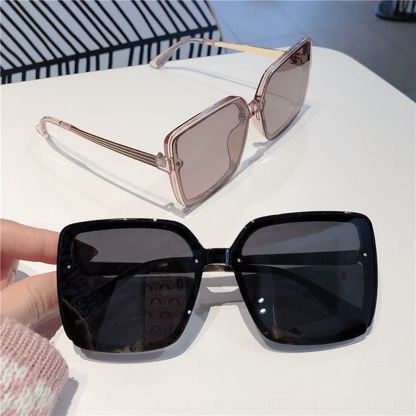 

2020 new korean style internet red sun women's large frame box temperament sunglasses uv-proof black polarized sun glasses, White;black