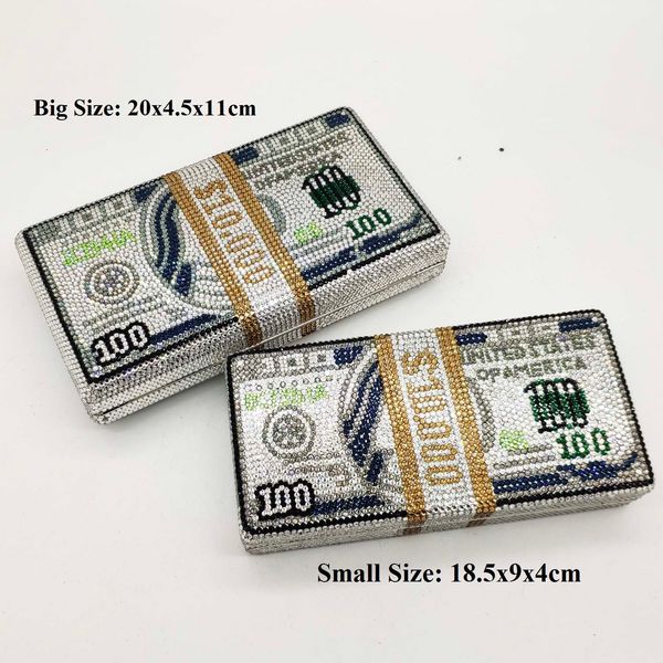 

in stock) stack of cash rich $100 dollars money bag women crystal box clutch evening bags cocktail dinner purses and handbags t200716
