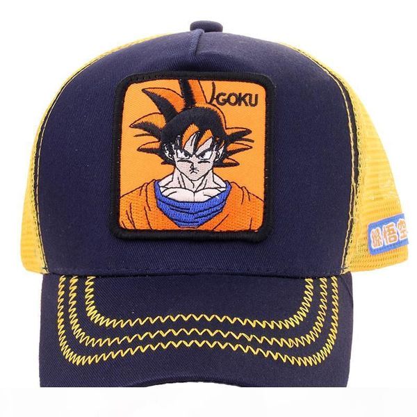 

k new dragon ball z mesh hat гоку бейсболка высокого качества черный желтый изогнутый брим snapback cap gorras casquettedr35623, Blue;gray