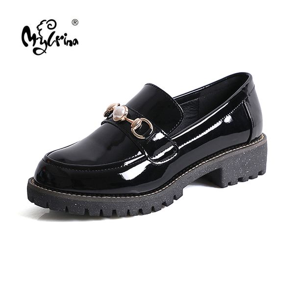 

2020 summer shoes women oxfords patent leather spring loafers for woman sneakers female oxford shoes ladies autumn single, Black