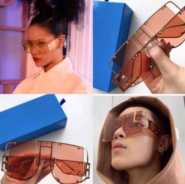

2020 New fashion sunglasses special design large frame protection square goggle top quality light color decorative eyewear