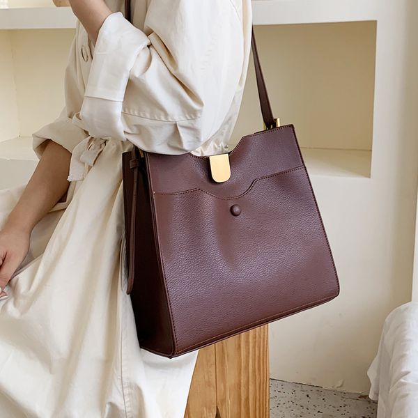 

vintage big tote bag 2020 fashion new pu leather women's designer handbag high capacity shoulder messenger bag