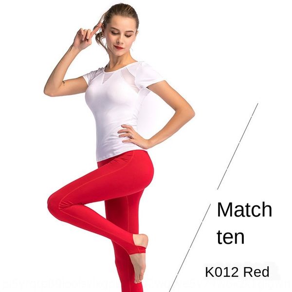 

422nc 2019 лето новый высокой талии нога пошагового йога йога штаны спортивные pantswomen условиях жесткой быстрой сушки фитнес высокоэффект, White;red