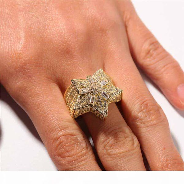 

hip hop star diamonds кольцо для мужчин престижного кристалл золота серебряного кольцо 18k позолоченных медных цирконы кольца ювелирных пода, Silver